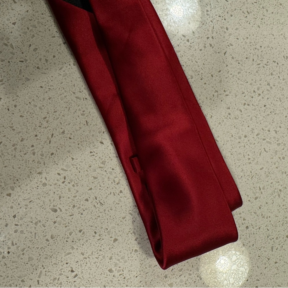 Joseph & Feiss Gold Men’s Standard Adult Elegant Red Polyester Tie - Picture 8 of 9
